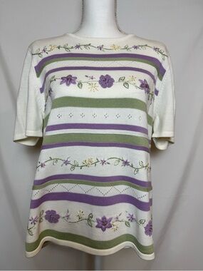 Vintage Alfred Dunner Flower Embroidery Top
